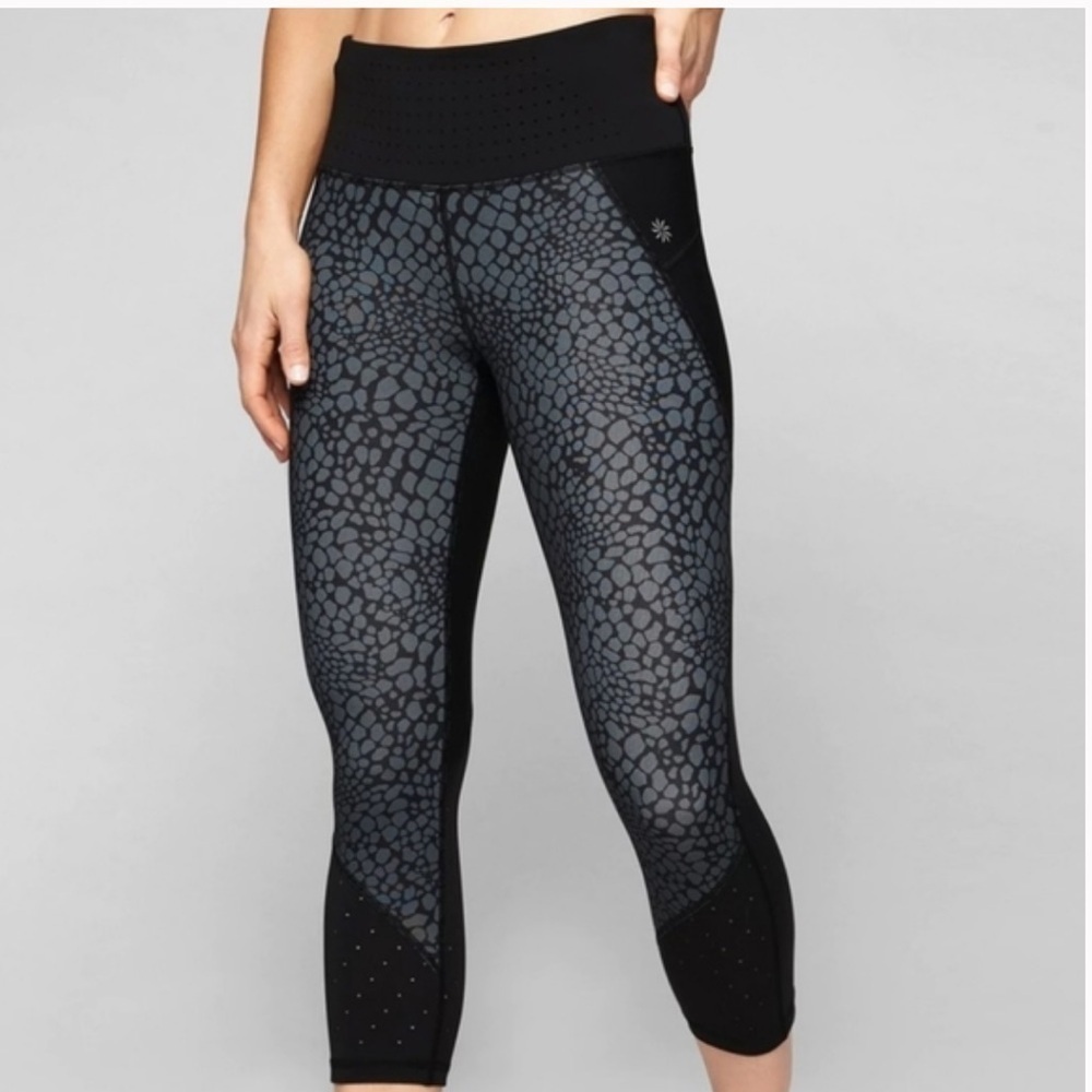 Athleta Crocodile Stealth Trucool Capris athletic leggings Black Size Small‌‌